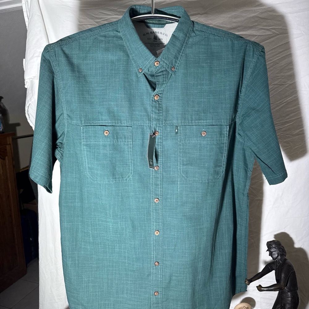 G.H. Bass & Co. Teal Green Short-Sleeve Button-Down Shirt